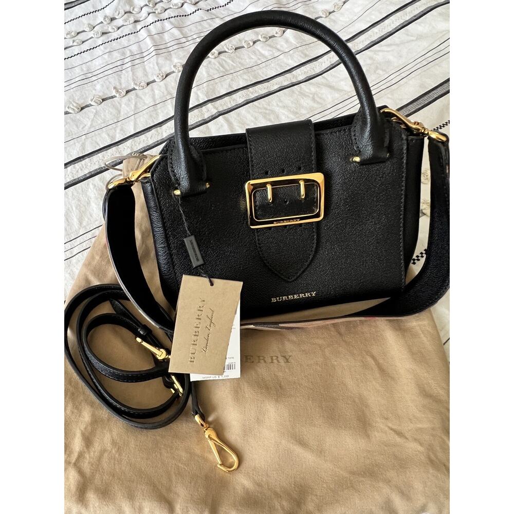 Burberry Black Grainy Leather Small Buckle Tote Bag - Picture 11 of 16